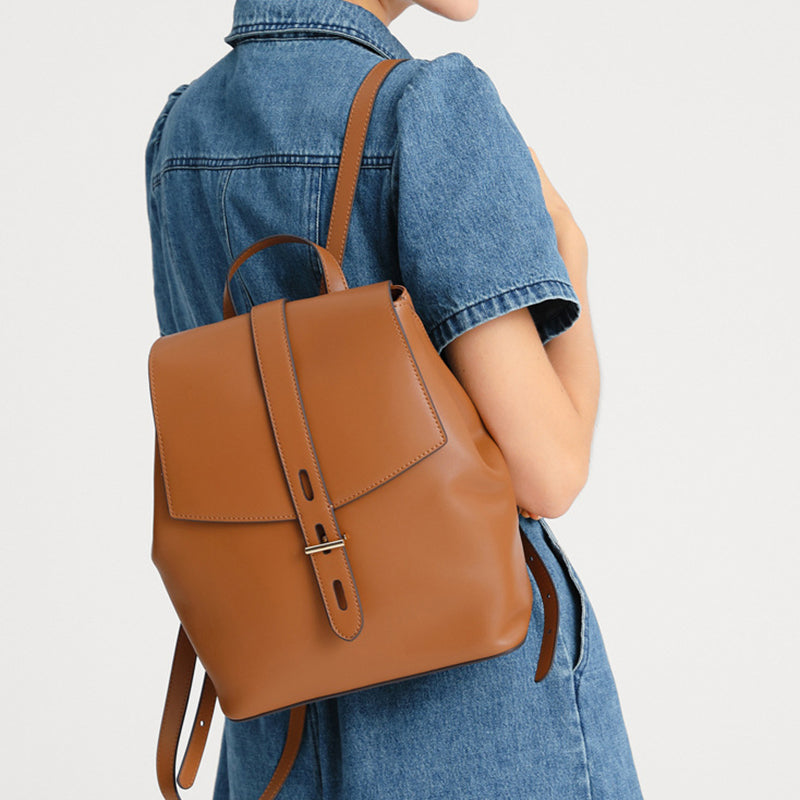 Genuine Leather Women's Backpack Rucksack - Scraften