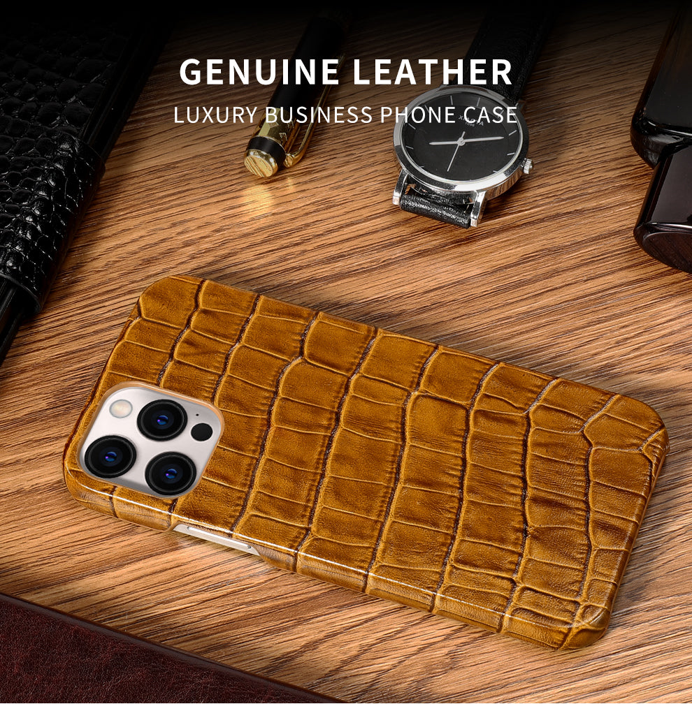 Luxury Crocodile Texture Genuine Leather iPhone Case - Scraften