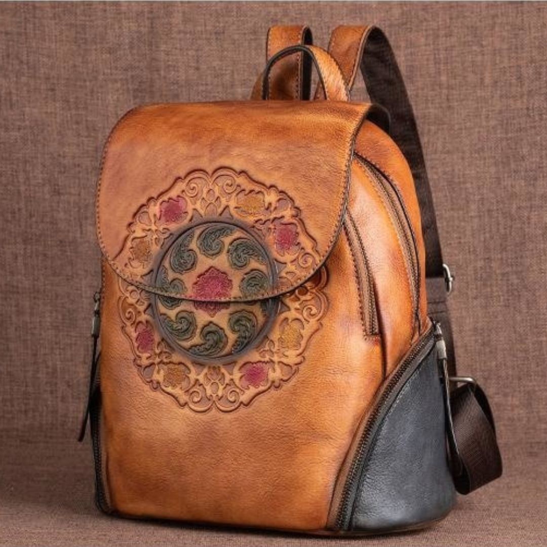 Handmade Embossed Vintage Fashion Backpack - Scraften