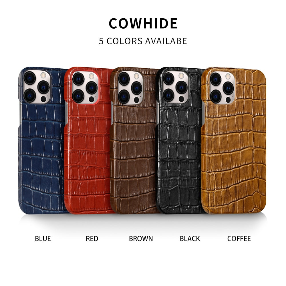 Luxury Crocodile Texture Genuine Leather iPhone Case - Scraften