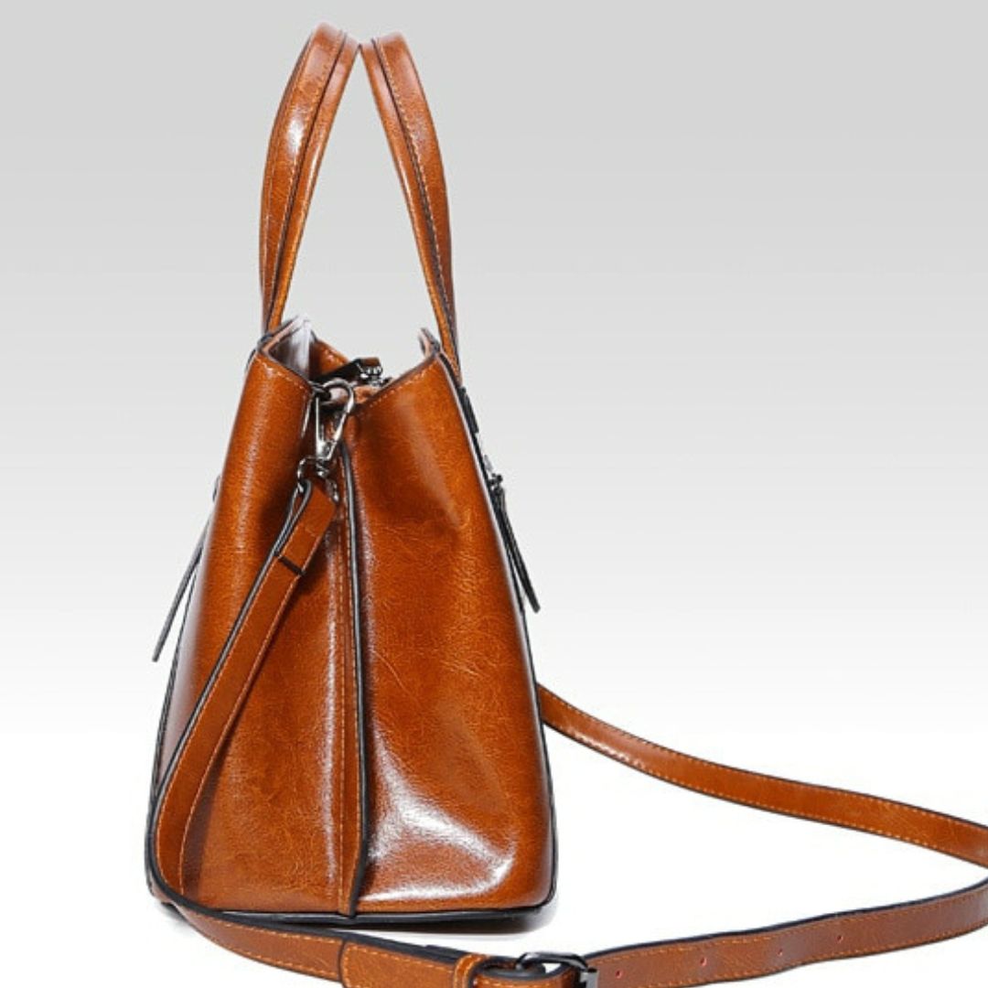 Oil Wax Cowhide Cross body Handbag - Scraften