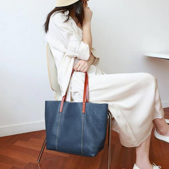 Luxury Genuine Leather Casual Tote Bag - Scraften