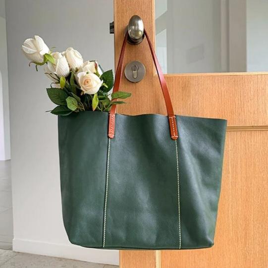 Luxury Genuine Leather Casual Tote Bag - Scraften