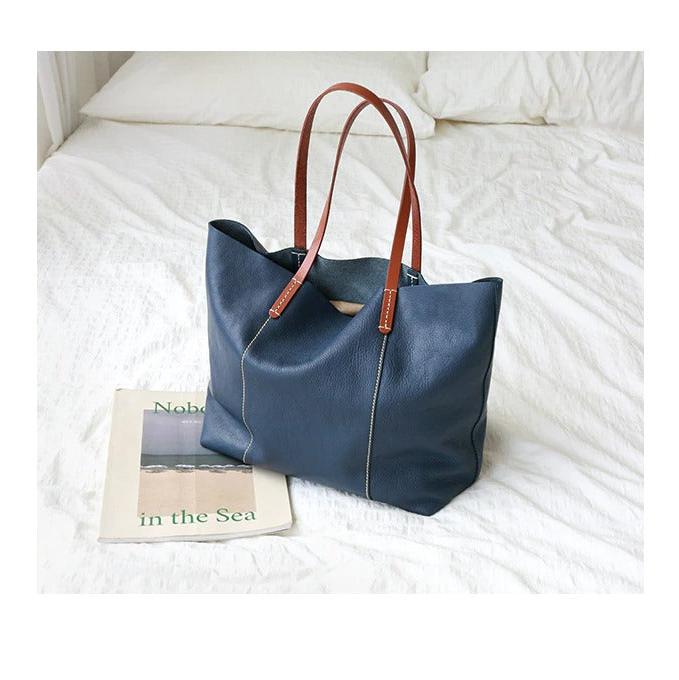 Luxury Genuine Leather Casual Tote Bag - Scraften