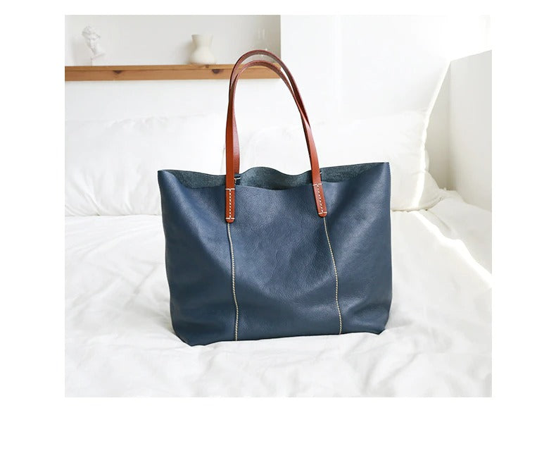 Luxury Genuine Leather Casual Tote Bag - Scraften