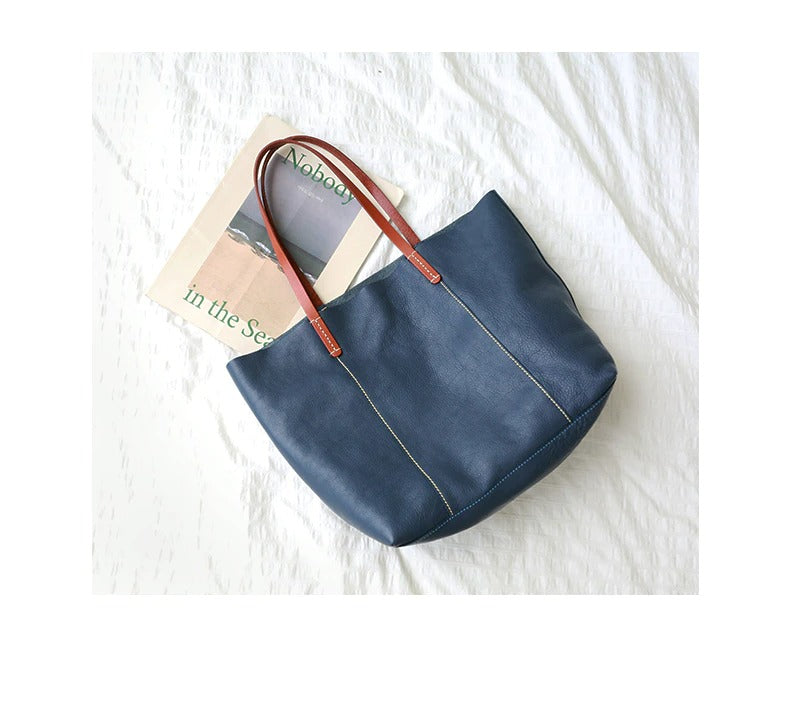 Luxury Genuine Leather Casual Tote Bag - Scraften