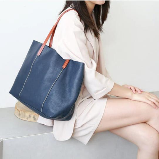 Luxury Genuine Leather Casual Tote Bag - Scraften