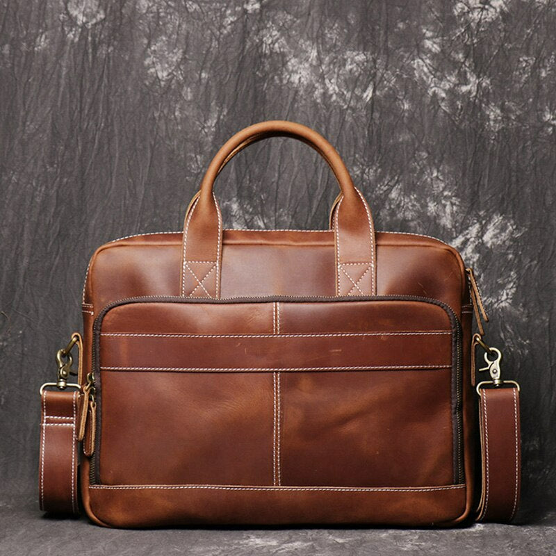 Men's Genuine Leather Vintage Briefcase - Scraften