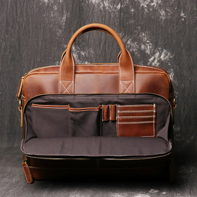 Men's Genuine Leather Vintage Briefcase - Scraften