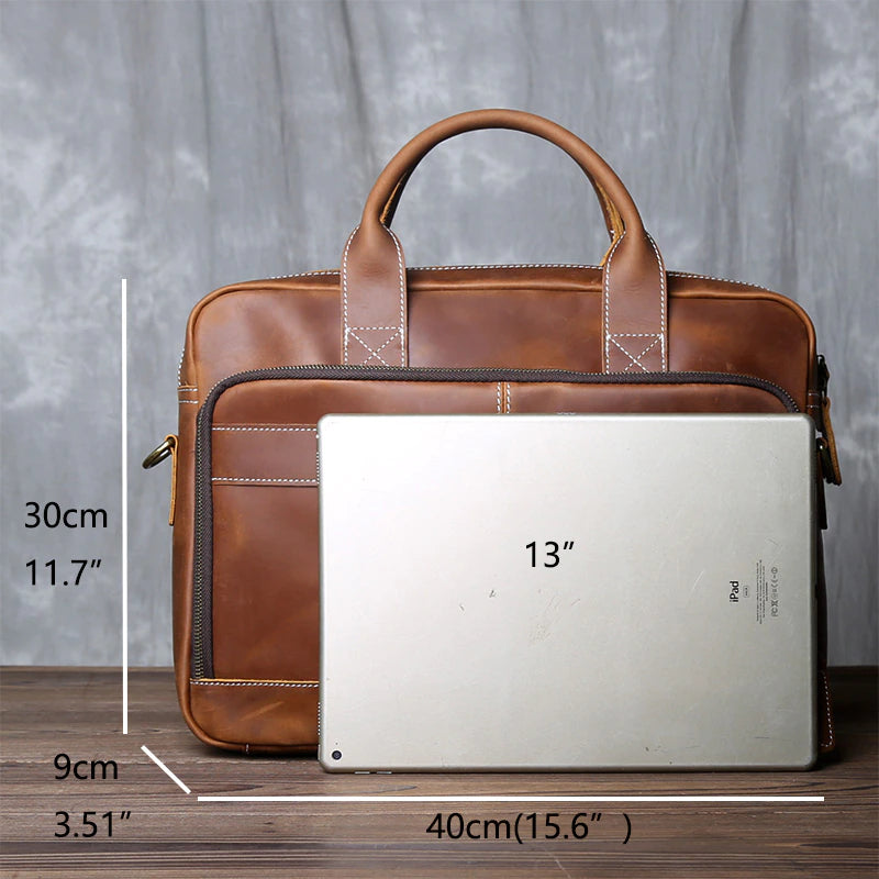 Men's Genuine Leather Vintage Briefcase - Scraften