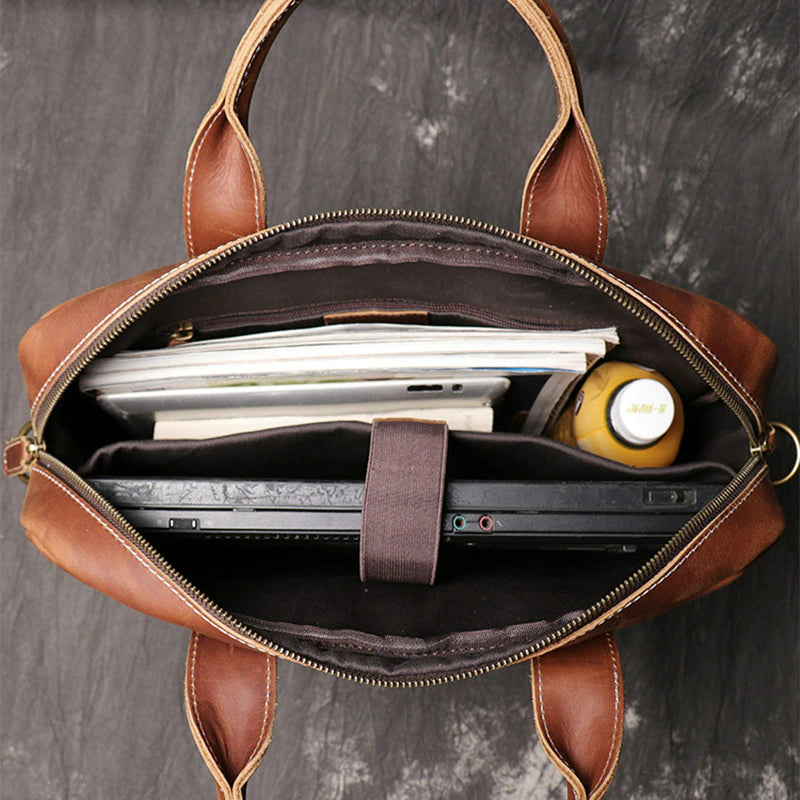 Men's Genuine Leather Vintage Briefcase - Scraften