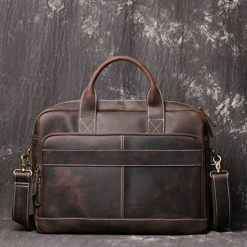 Men's Genuine Leather Vintage Briefcase - Scraften