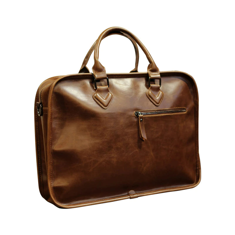 Men's Vintage Leather Briefcase Shoulder Bag - Scraften