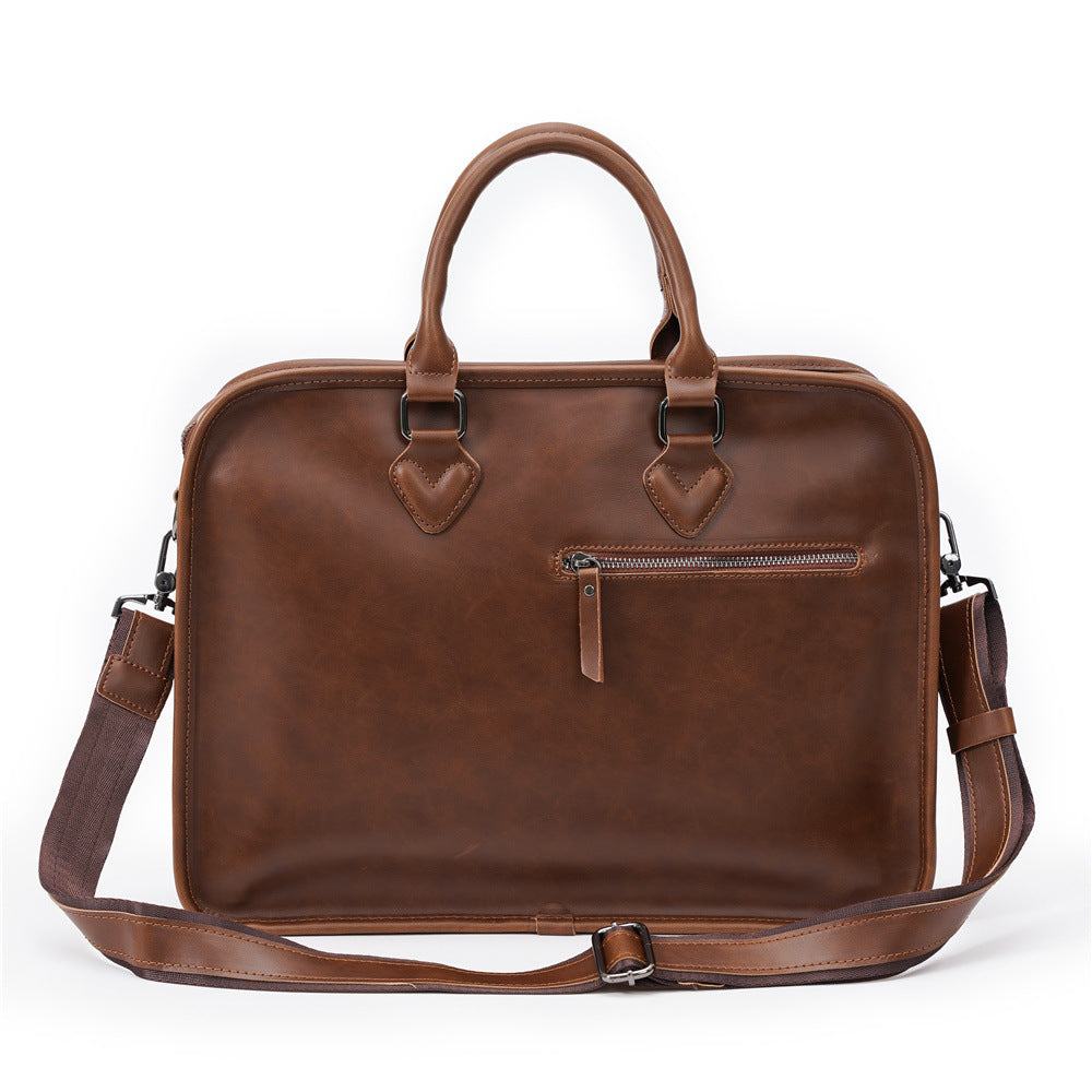 Men's Vintage Leather Briefcase Shoulder Bag - Scraften