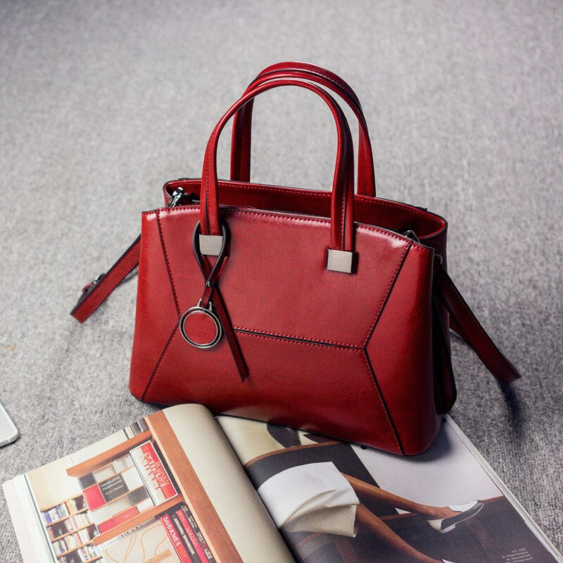 Oil Wax Cowhide Cross body Handbag - Scraften