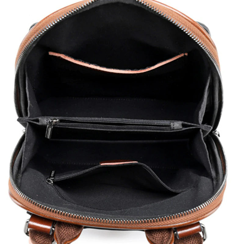 Oil Wax Genuine Leather Women Backpack Cowhide Shoulder Bag - Scraften