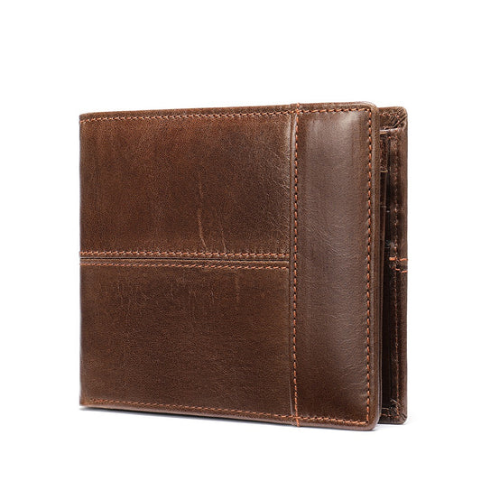 Real Genuine Leather Men's RFID Block Bifold Wallet - Scraften