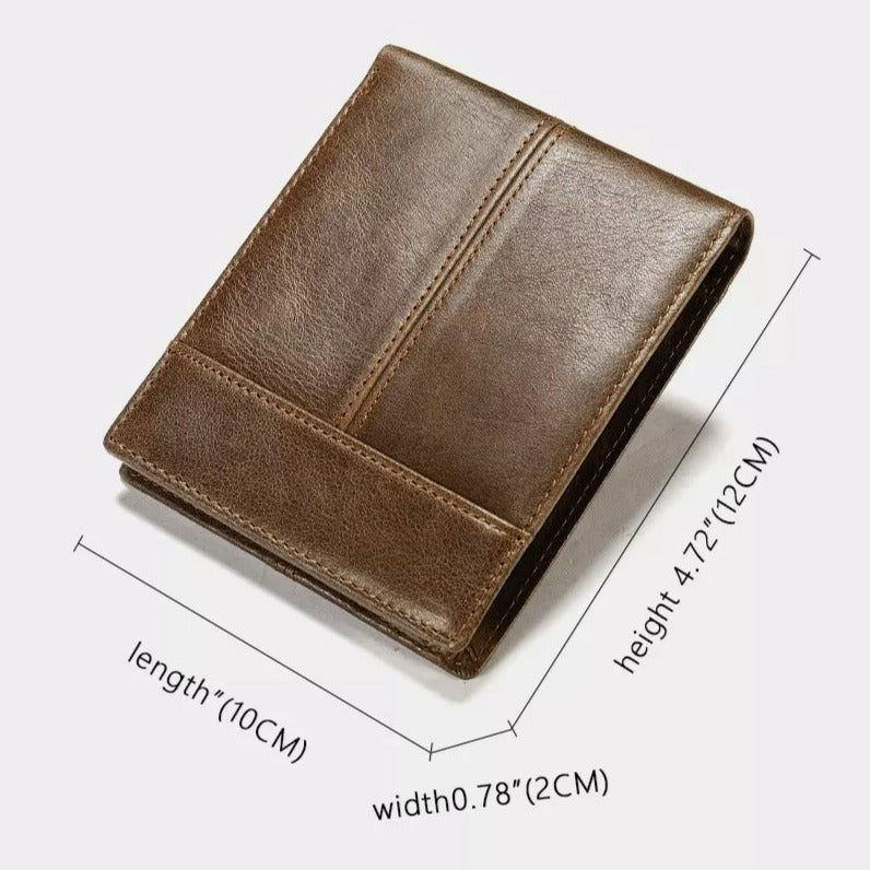 Real Genuine Leather Men's RFID Block Bifold Wallet - Scraften