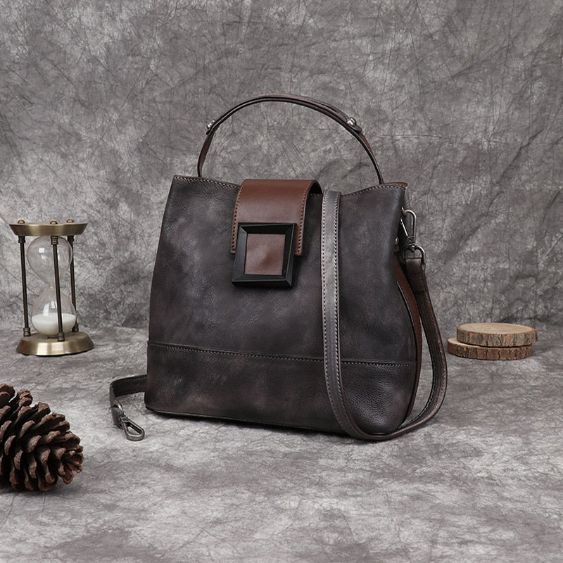 Retro Genuine Leather Shoulder Bag - Scraften