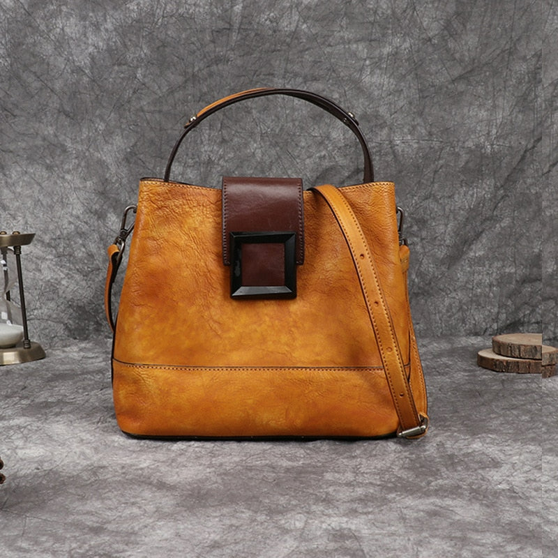 Retro Genuine Leather Shoulder Bag - Scraften