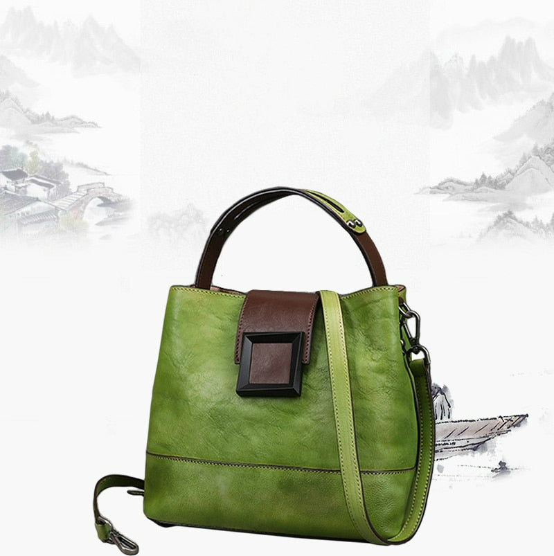 Retro Genuine Leather Shoulder Bag - Scraften