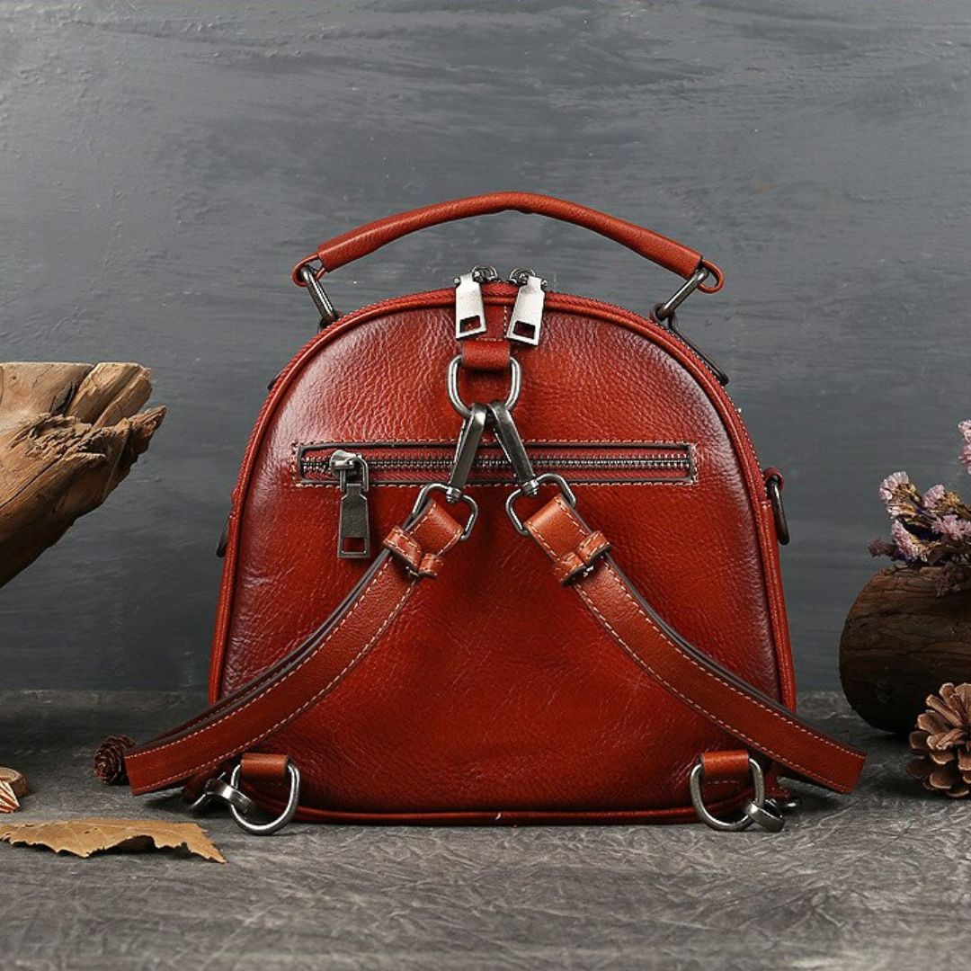 Retro Totem Women Real Leather Handbag - Scraften