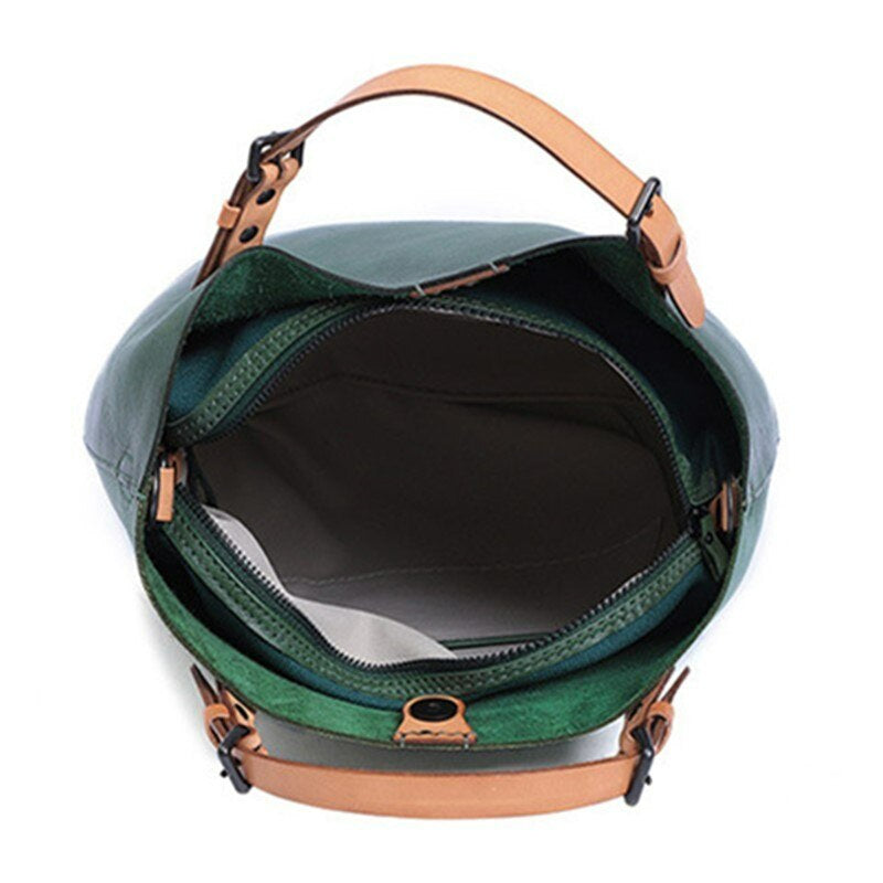 Retro Vegetable Tanned Leather Shoulder Tote Bag Crossbody Bag - Scraften