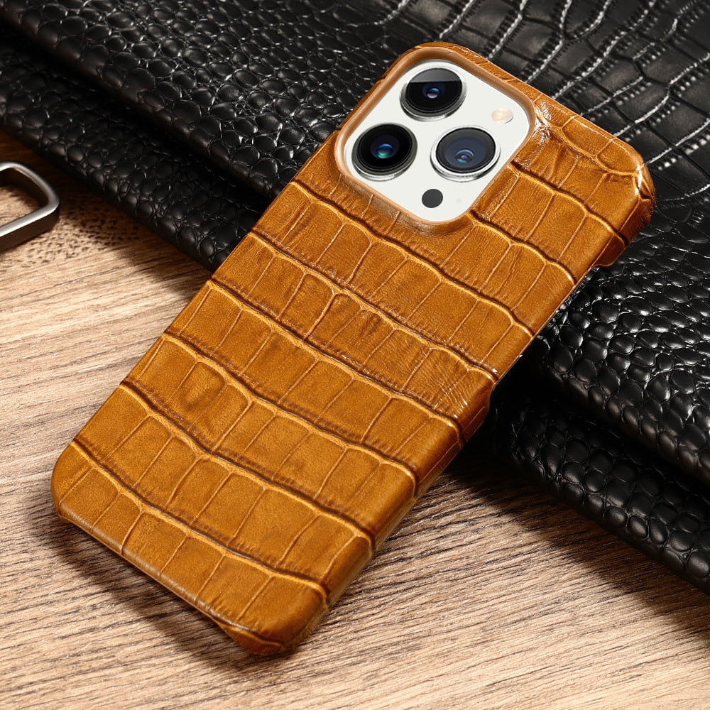 Luxury Crocodile Texture Genuine Leather iPhone Case - Scraften