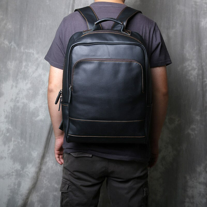 Top Layer Genuine Cow Leather Backpack Travel Backpack - Scraften
