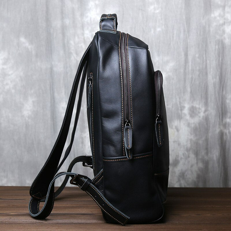 Top Layer Genuine Cow Leather Backpack Travel Backpack - Scraften