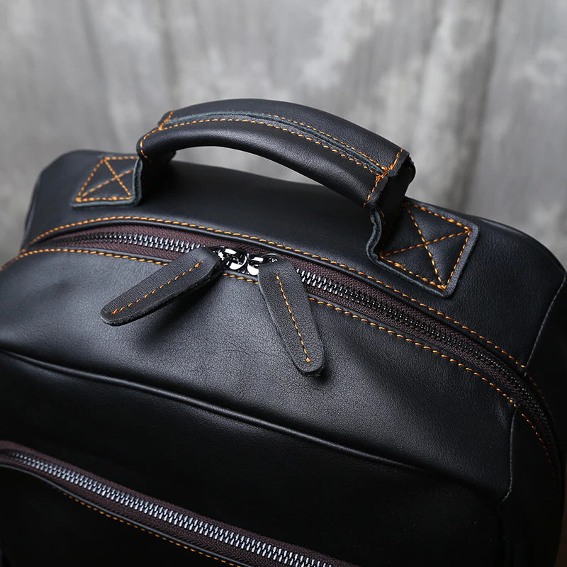 Top Layer Genuine Cow Leather Backpack Travel Backpack - Scraften
