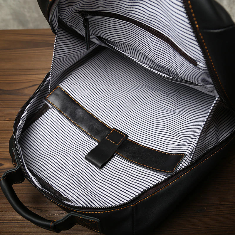Top Layer Genuine Cow Leather Backpack Travel Backpack - Scraften