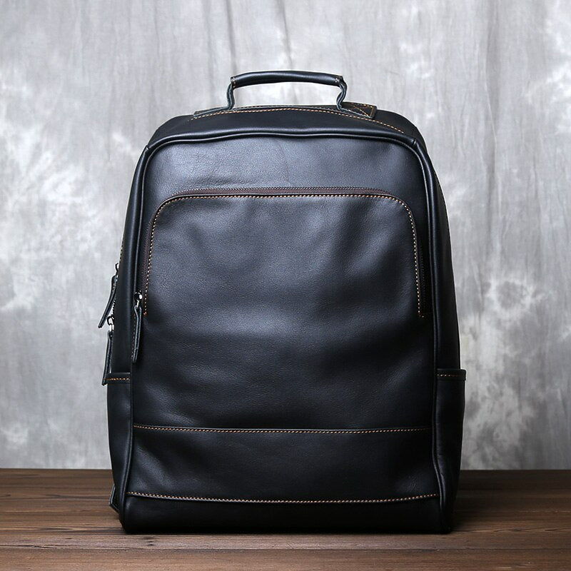 Top Layer Genuine Cow Leather Backpack Travel Backpack - Scraften