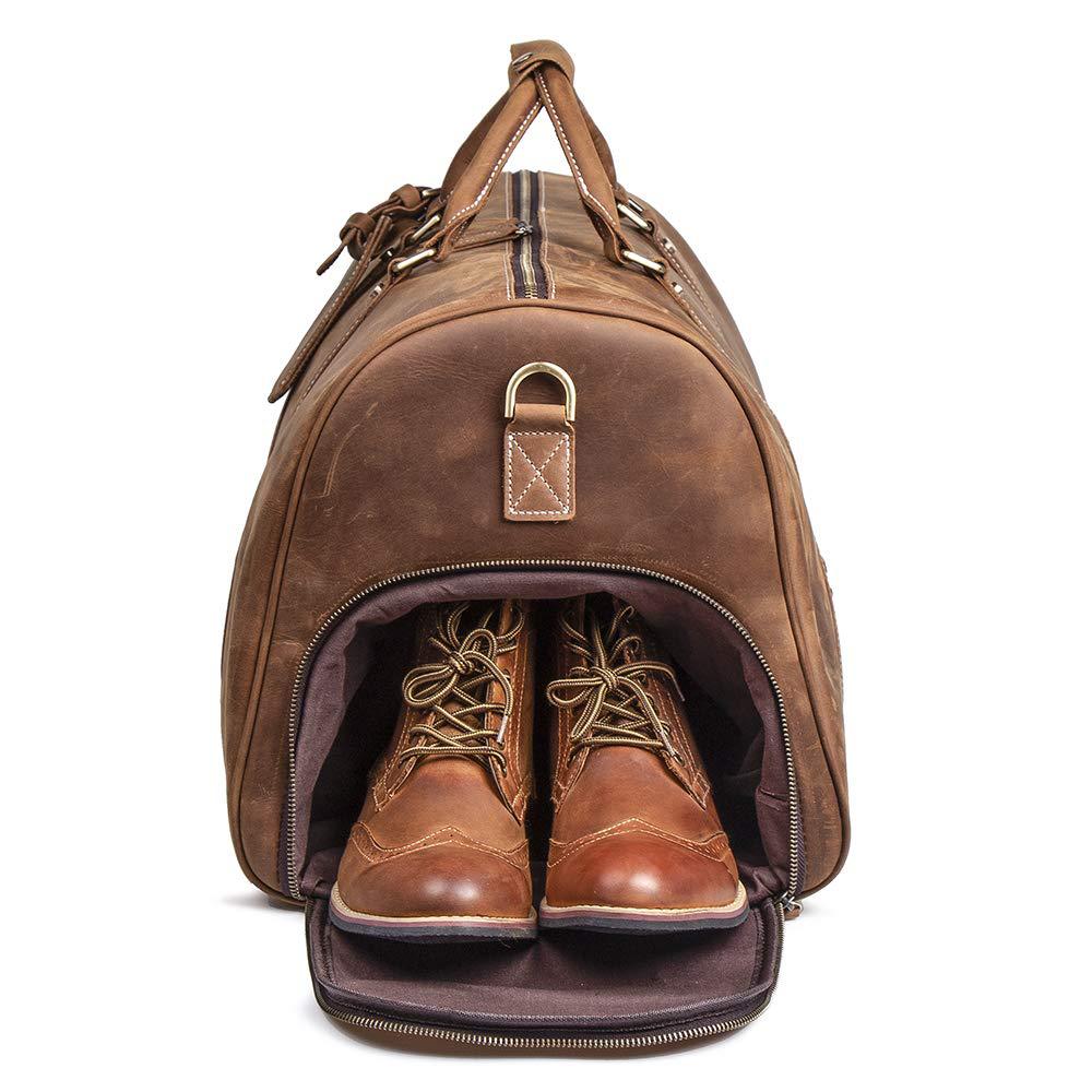 Genuine Leather Travel Bag with Shoe Pocket Travel Duffle - Scraften