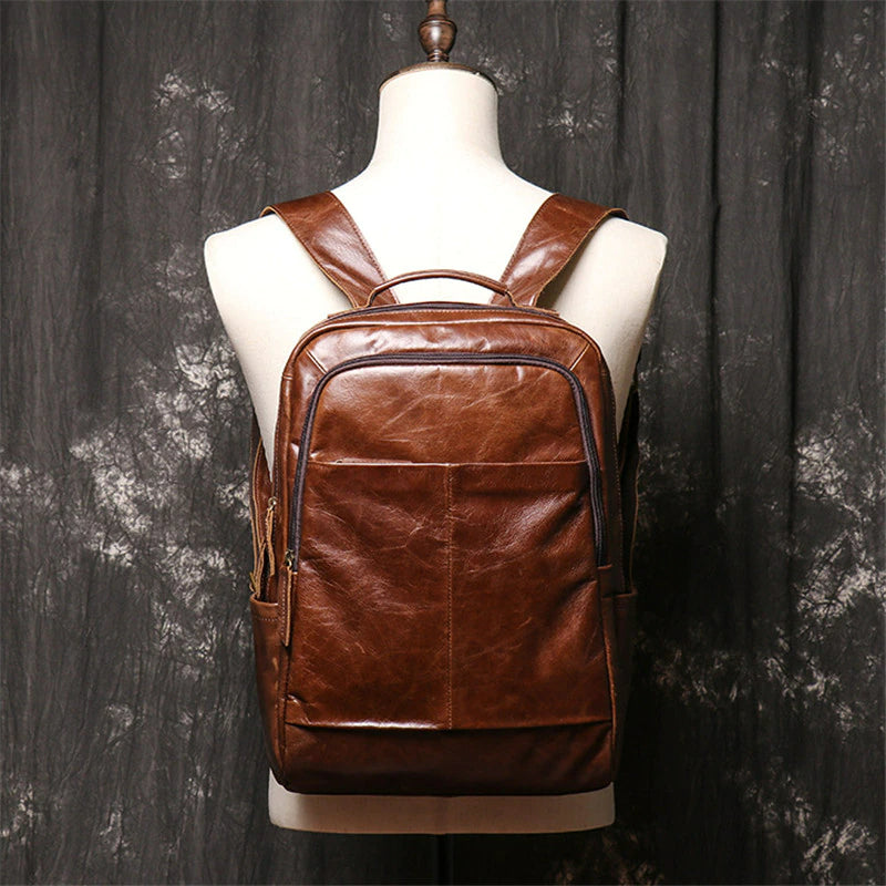 Vintage Genuine Leather Men's Backpack - Scraften