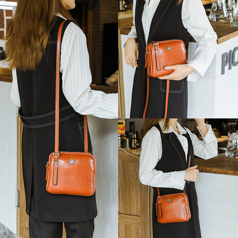 Vintage Style Square Shoulder Bag - Scraften