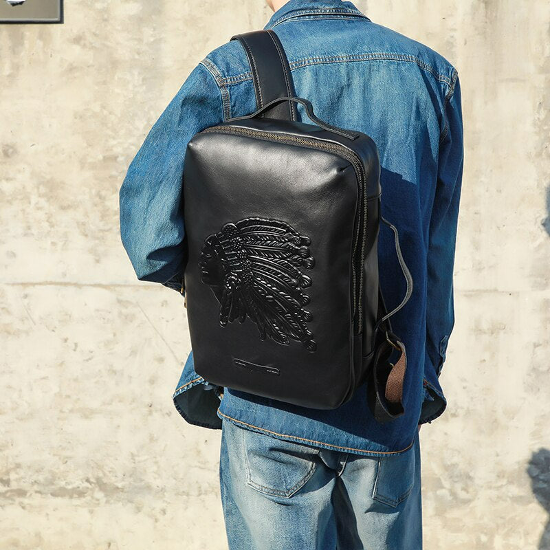 Vintage Vegetated Tanned Leather Men's Shoulder Bag I Backpack - Scraften