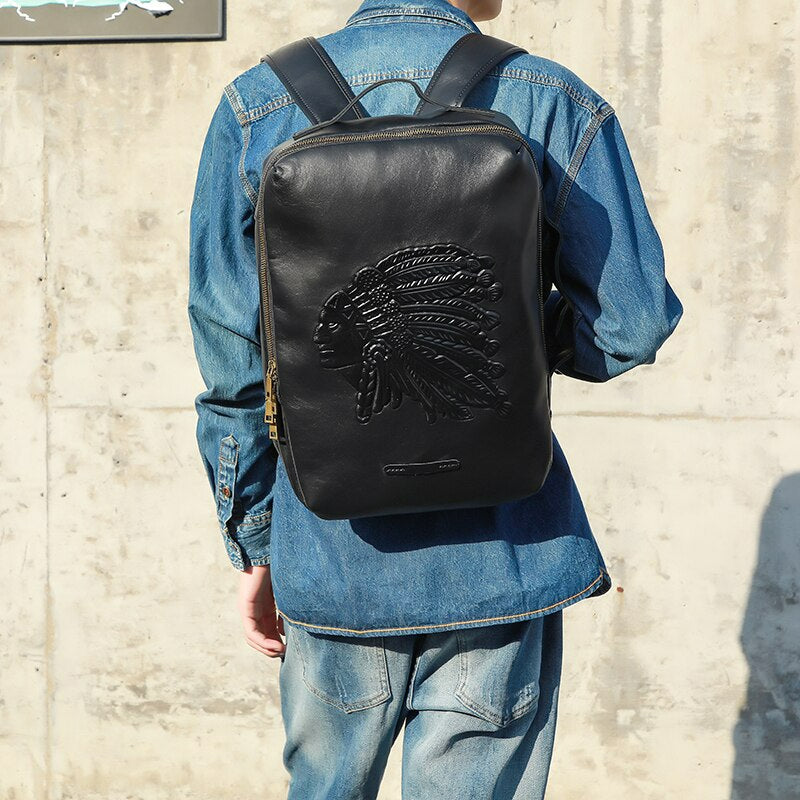 Vintage Vegetated Tanned Leather Men's Shoulder Bag I Backpack - Scraften