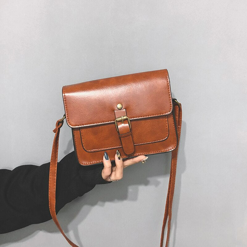 Vintage Leather Bag Brown Womans Crossbody Bag Messenger 