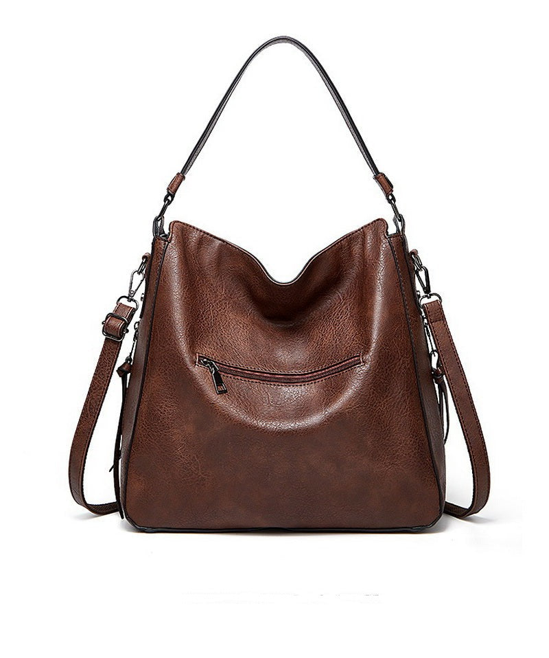 Winter Vintage PU Leather Tassel Handbag - Scraften