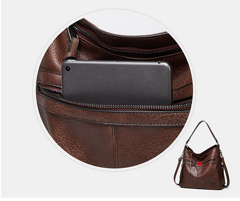 Winter Vintage PU Leather Tassel Handbag - Scraften