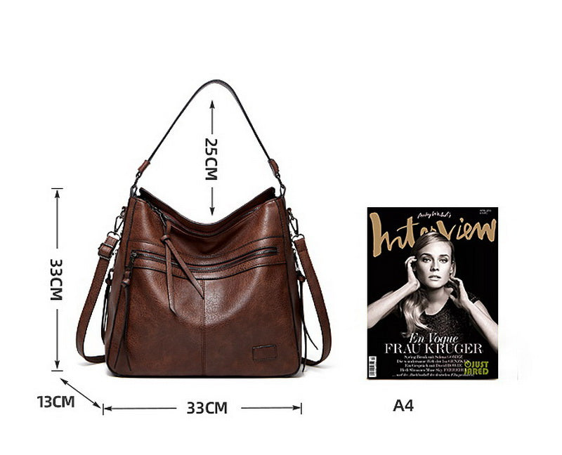 Winter Vintage PU Leather Tassel Handbag - Scraften