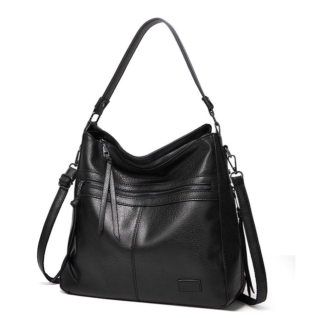 Winter Vintage PU Leather Tassel Handbag - Scraften
