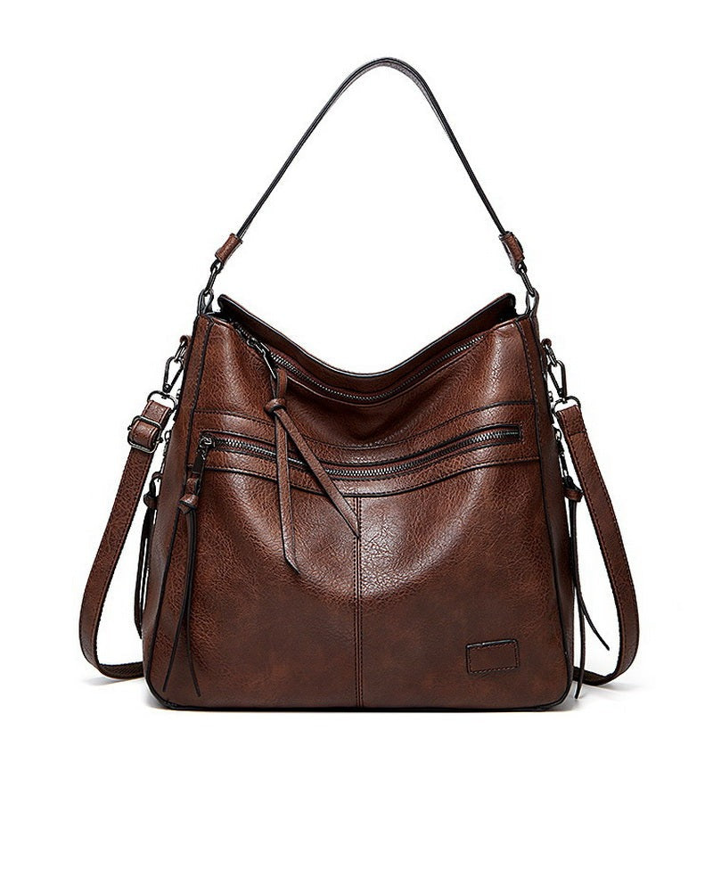 Winter Vintage PU Leather Tassel Handbag - Scraften