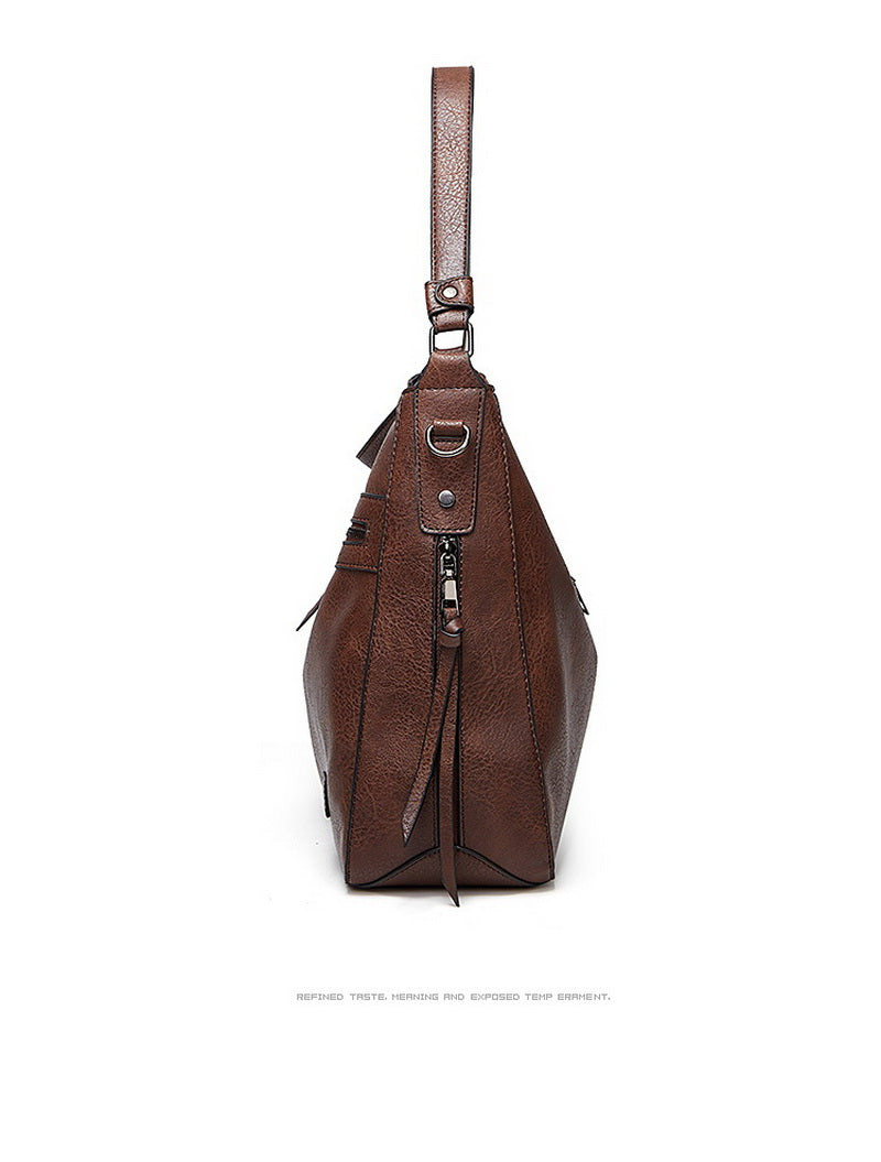 Winter Vintage PU Leather Tassel Handbag - Scraften