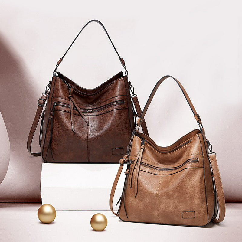 Winter Vintage PU Leather Tassel Handbag - Scraften