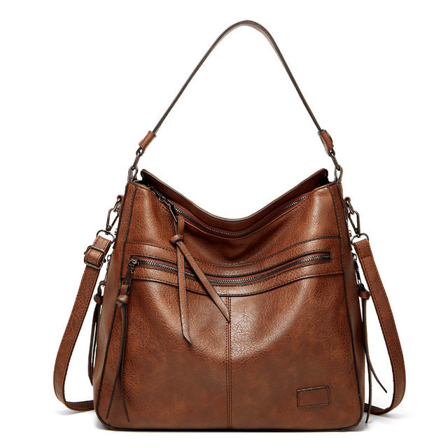 Winter Vintage PU Leather Tassel Handbag - Scraften