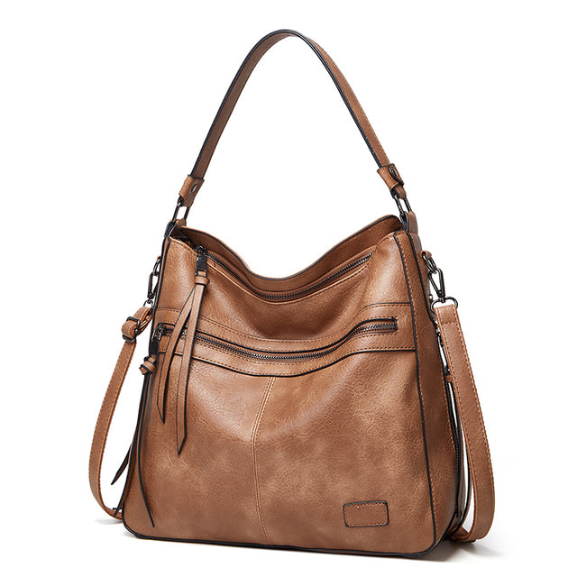 Winter Vintage PU Leather Tassel Handbag - Scraften