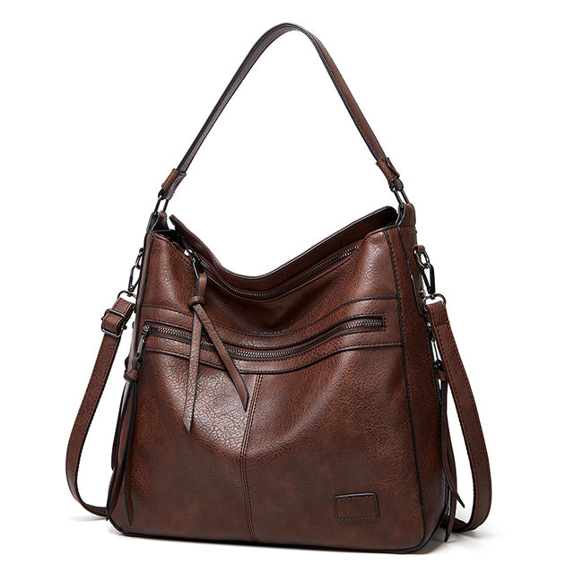 Winter Vintage PU Leather Tassel Handbag - Scraften