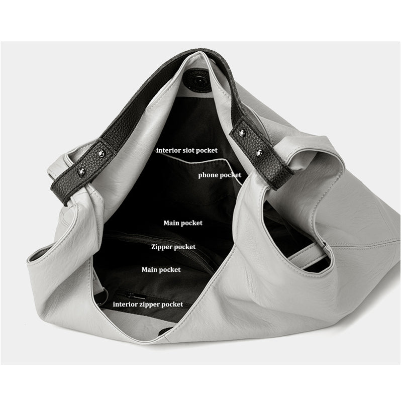 Women Genuine Leather Large Capacity Handbag - Scraften